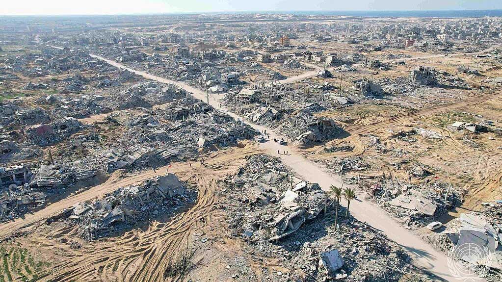An aerial photo of Israel's destruction in Rafah, Gaza, taken on January 21, 2025 (UNRWA/CC BY-SA 4.0)