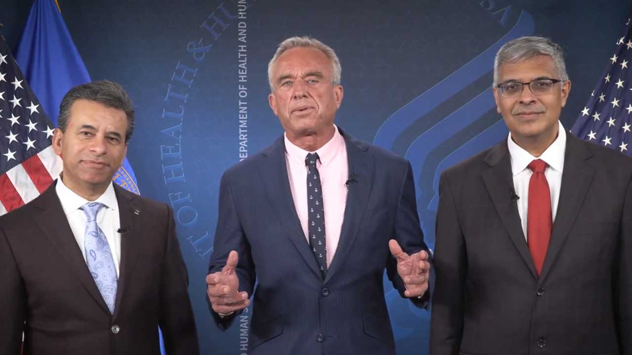 The 9/11 Attacks 139 FDA Commissioner Marty Makary, HHS Secretary Robert F. Kennedy, Jr., and NIH Director Jay Bhattacharya giving a public announcement about COVID‑19 vaccines on May 27, 2025 (Secretary Kennedy)