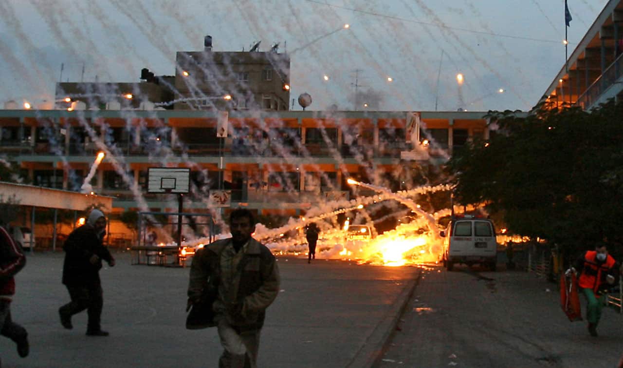 The US War in Afghanistan 67 Israel targets a UN-run school in Beit Lahiya with white phosphorous munitions during 'Operation Cast Lead', January 17, 2009 (Iyad El-Baba/UNRWA)