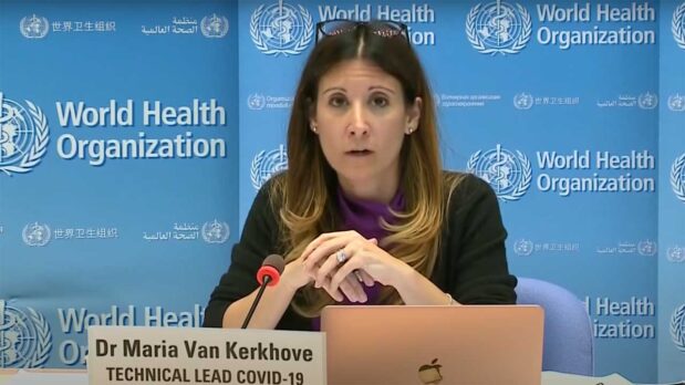 How the New York Times Lies about SARS-CoV-2 Transmission: Part 4 46 WHO's technical lead on the COVID-19 pandemic, Dr. Maria Van Kerkhove, speaking during a press briefing on June 8, 2020, in which she described asymptomatic transmission as "very rare" (Screenshot from YouTube)