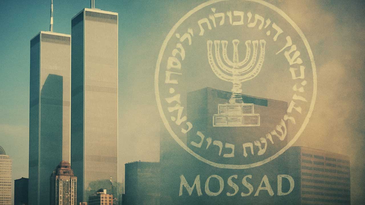 World Trade Center towers and Mossad seal