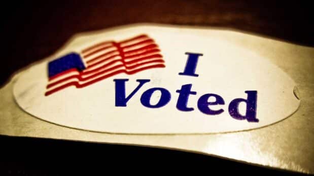 Interview: Why Americans Should Stop Voting 47 A sticker saying, "I Voted" (Photo by Vox Efx/Licensed under CC BY 2.0)