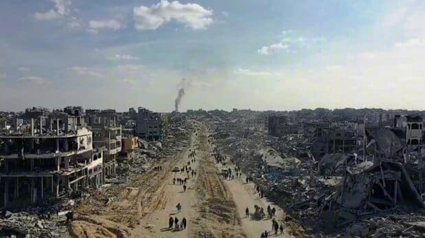 The ICJ Did Rule That Israel Has Plausibly Committed Genocide in Gaza 1 A screenshot from a CNN video of drone footage of the destruction in Gaza (CNN)