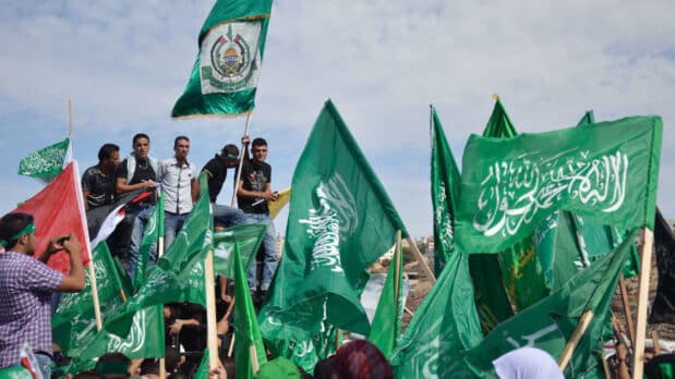 How Israel Supported Hamas Against the PLO 68 Hamas flags (Photo by rainwiz, licensed under CC BY-NC-SA 2.0 DEED)