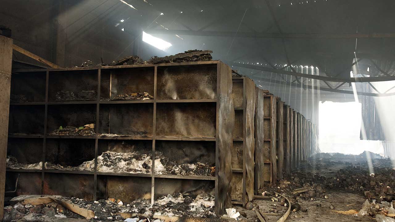 An UNRWA warehouse destroyed during Israel's "Operation Cast Lead" in January 2009. (UN Photo by Eskinder Debebe/Licensed under CC BY-NC-ND 2.0 DEED)